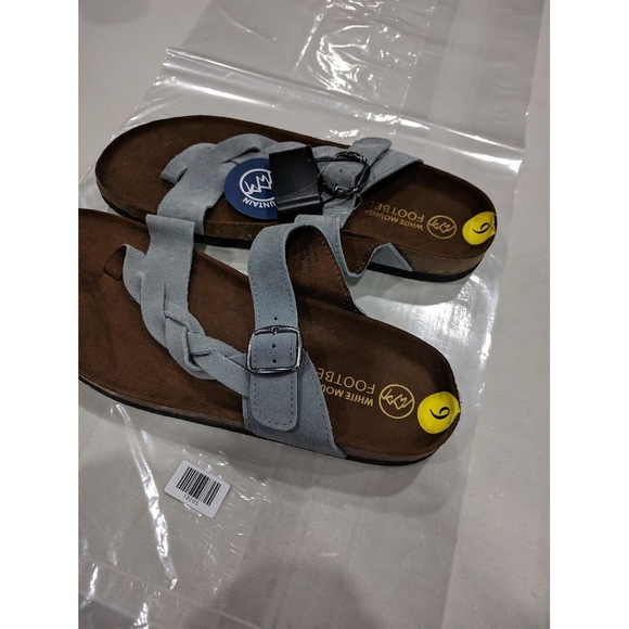 White Mountain Women Crawford Braided Footbed Sandal Blue 9 - Picture 2 of 3